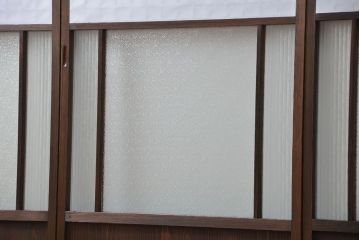 大正ロマン 珍品 菱形模様のガラス障子戸3枚セット(ガラス戸、和風建具)