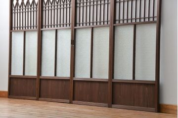 大正ロマン 珍品 菱形模様のガラス障子戸4枚セット(ガラス戸、和風建具)