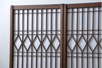 大正ロマン 珍品 菱形模様のガラス障子戸4枚セット(ガラス戸、和風建具)
