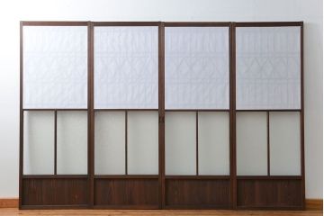 大正ロマン 珍品 菱形模様のガラス障子戸4枚セット(ガラス戸、和風建具)