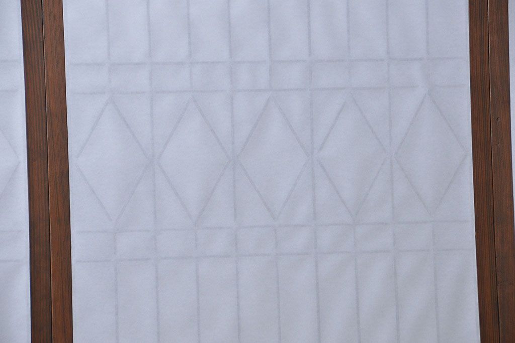 大正ロマン 珍品 菱形模様のガラス障子戸4枚セット(ガラス戸、和風建具)