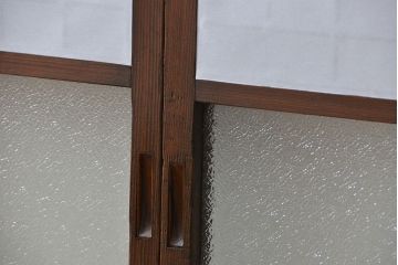 大正ロマン 珍品 菱形模様のガラス障子戸4枚セット(ガラス戸、和風建具)