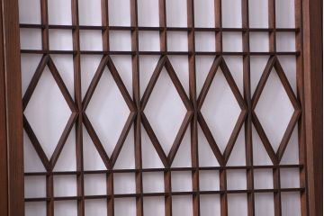 大正ロマン 珍品 菱形模様のガラス障子戸4枚セット(2) (ガラス戸、和風建具)