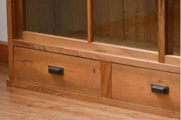 アンティーク家具 アンティーク 古い木味の繊細な薄型収納棚(ガラスケース、飾り棚、戸棚)