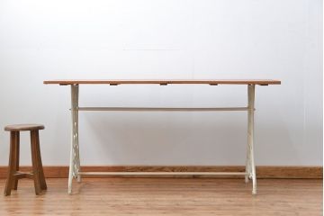 イギリスアンティーク 古材を使ってリメイクしたシンガーミシンテーブル(2)(作業台、机)