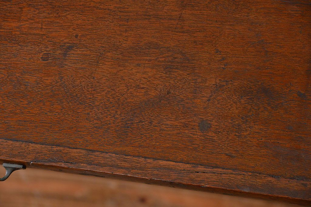 アンティーク家具　アンティーク モールガラス入りの大振りな二段重ね食器棚(収納棚、カップボード)