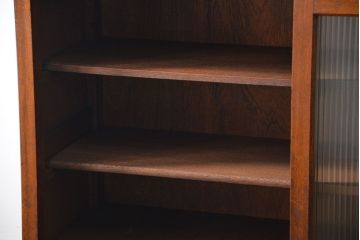 アンティーク家具　アンティーク モールガラス入りの大振りな二段重ね食器棚(収納棚、カップボード)