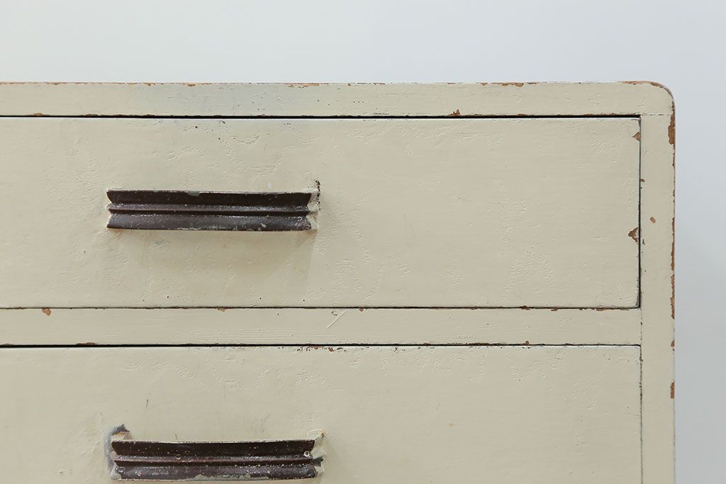 レトロ家具　昭和レトロ ペンキのはげた五段小引き出し