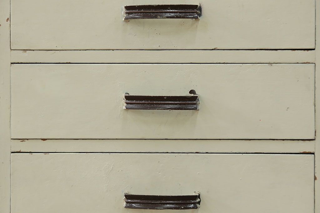 レトロ家具　昭和レトロ ペンキのはげた五段小引き出し