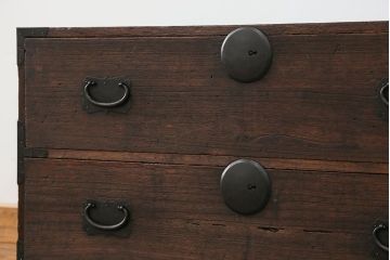 アンティーク家具　古民具・骨董 前面桐材の時代箪笥ローボード(桐箪笥、桐たんす)