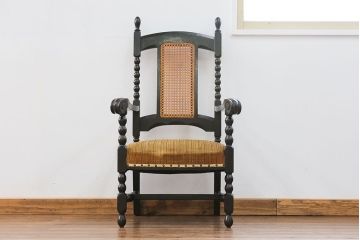 アンティーク家具　大正ロマン 上質な古いナラ材のアームチェア(椅子、イス)