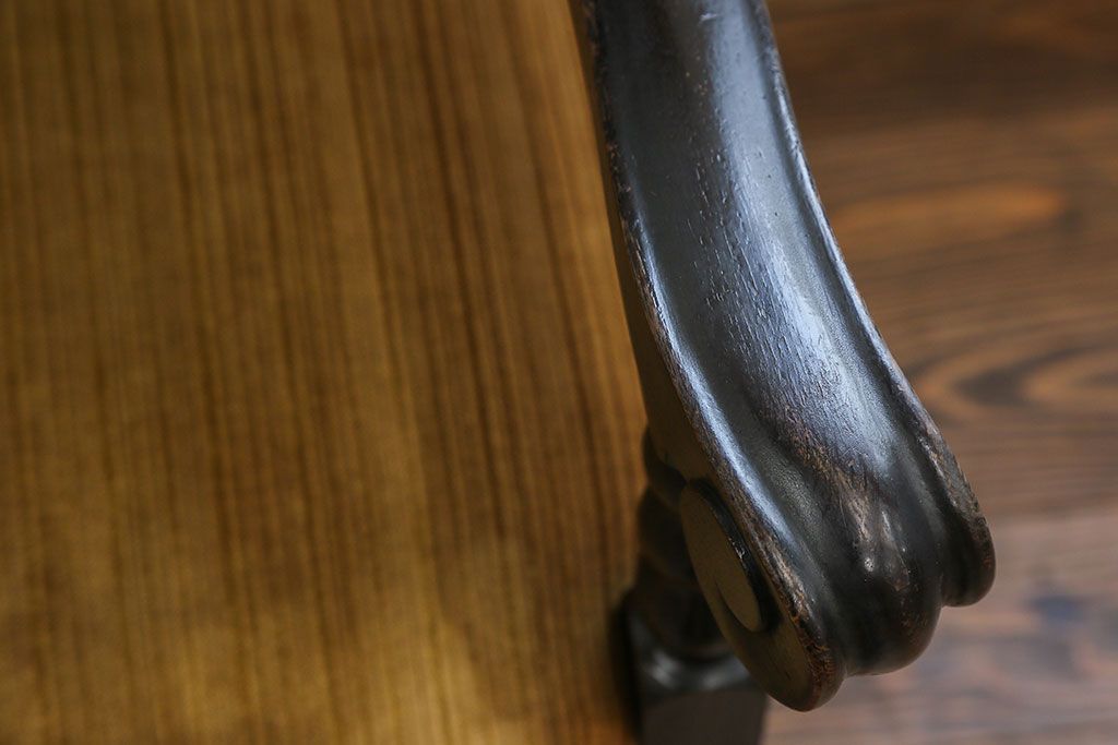 アンティーク家具　大正ロマン 上質な古いナラ材のアームチェア(椅子、イス)