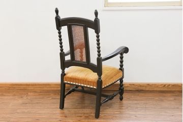 アンティーク家具　大正ロマン 上質な古いナラ材のアームチェア(椅子、イス)