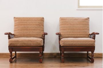 レトロ家具　昭和レトロ ビンテージ カリモク アンティーク 1人掛け ソファ2脚セット(アームチェア、椅子、イス)