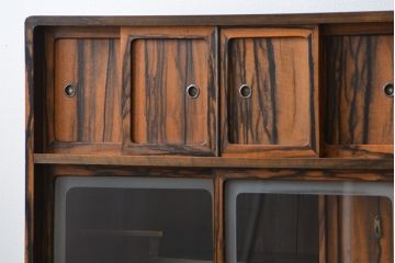 アンティーク家具　古民具・骨董 前面黒柿無垢材 二段重ね 高級茶箪笥(水屋箪笥)