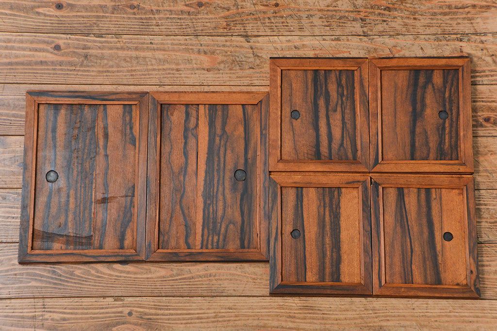 アンティーク家具　古民具・骨董 前面黒柿無垢材 二段重ね 高級茶箪笥(水屋箪笥)