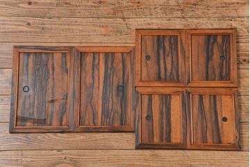 アンティーク家具　古民具・骨董 前面黒柿無垢材 二段重ね 高級茶箪笥(水屋箪笥)