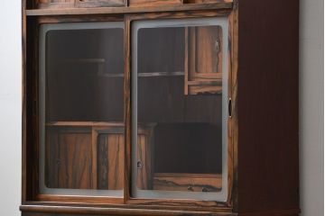アンティーク家具　古民具・骨董 前面黒柿無垢材 二段重ね 高級茶箪笥(水屋箪笥)