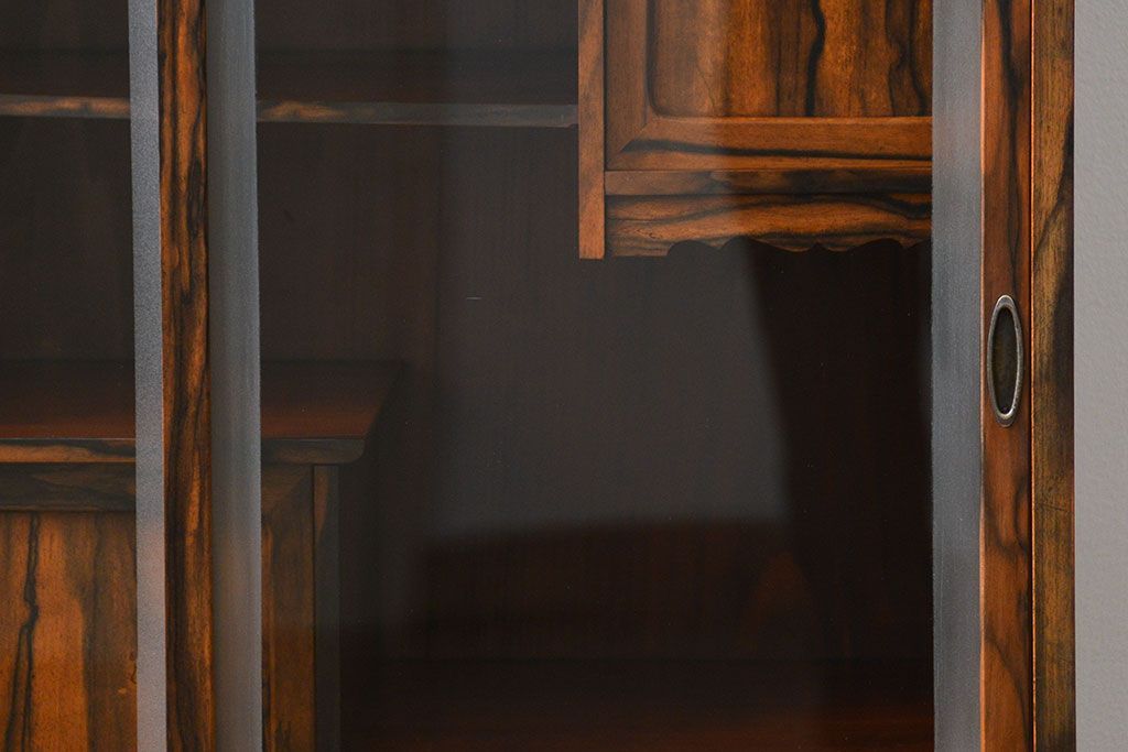 アンティーク家具　古民具・骨董 前面黒柿無垢材 二段重ね 高級茶箪笥(水屋箪笥)