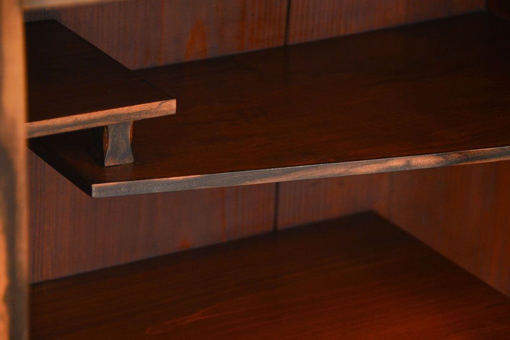 アンティーク家具　古民具・骨董 前面黒柿無垢材 二段重ね 高級茶箪笥(水屋箪笥)