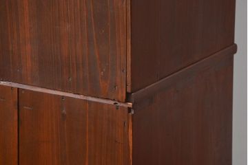 アンティーク家具　古民具・骨董 前面黒柿無垢材 二段重ね 高級茶箪笥(水屋箪笥)