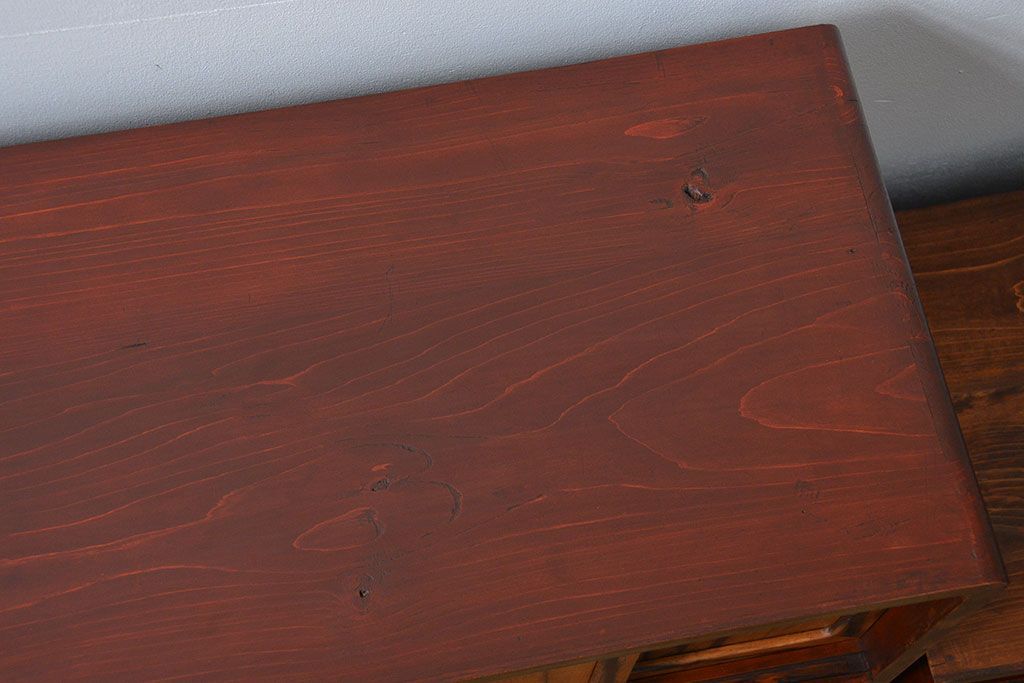 アンティーク家具　古民具・骨董 前面黒柿無垢材 二段重ね 高級茶箪笥(水屋箪笥)