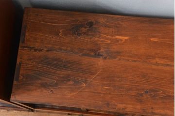 アンティーク家具　古民具・骨董 前面黒柿無垢材 二段重ね 高級茶箪笥(水屋箪笥)