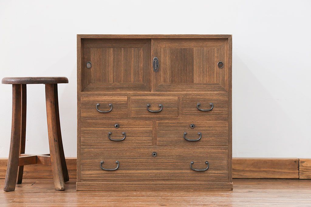 アンティーク家具　アンティーク 古い桐材の小箪笥(チェスト、小引き出し、桐箪笥、桐たんす)