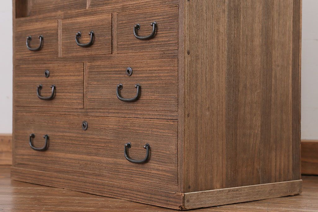 アンティーク家具　アンティーク 古い桐材の小箪笥(チェスト、小引き出し、桐箪笥、桐たんす)