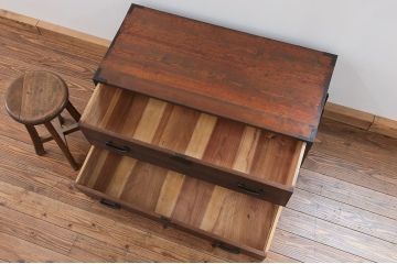 アンティーク家具　古民具・骨董 丸金具の時代箪笥ローボード(1)(ローチェスト)