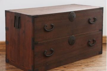 アンティーク家具　古民具・骨董 丸金具の時代箪笥ローボード(1)(ローチェスト)