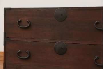 アンティーク家具　古民具・骨董 丸金具の時代箪笥ローボード(1)(ローチェスト)