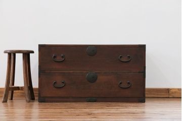 アンティーク家具　古民具・骨董 丸金具の時代箪笥ローボード(2)(ローチェスト)