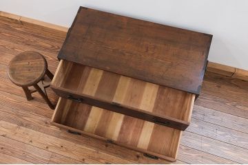 アンティーク家具　古民具・骨董 丸金具の時代箪笥ローボード(2)(ローチェスト)