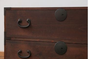 アンティーク家具　古民具・骨董 丸金具の時代箪笥ローボード(2)(ローチェスト)