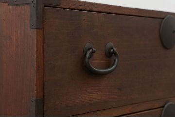 アンティーク家具　古民具・骨董 丸金具の時代箪笥ローボード(2)(ローチェスト)