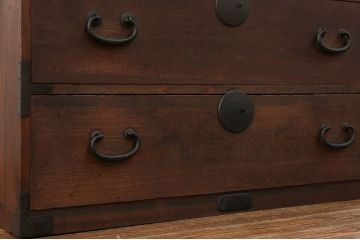 アンティーク家具　古民具・骨董 丸金具の時代箪笥ローボード(2)(ローチェスト)