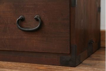 アンティーク家具　古民具・骨董 丸金具の時代箪笥ローボード(2)(ローチェスト)