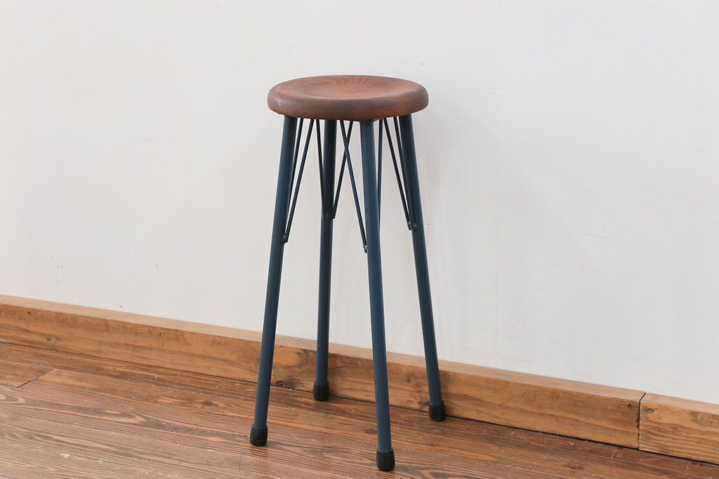 ラフジュ工房オリジナル　アイアンペイントハイスツール(1)(丸椅子、丸イス)