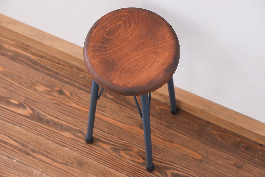 ラフジュ工房オリジナル　アイアンペイントハイスツール(1)(丸椅子、丸イス)