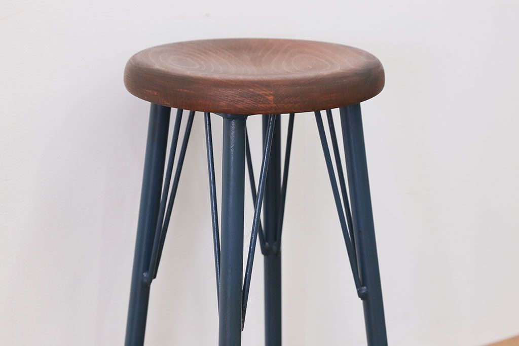 ラフジュ工房オリジナル　アイアンペイントハイスツール(1)(丸椅子、丸イス)