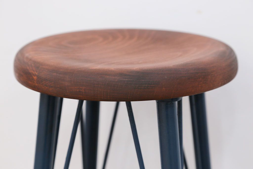 ラフジュ工房オリジナル　アイアンペイントハイスツール(1)(丸椅子、丸イス)