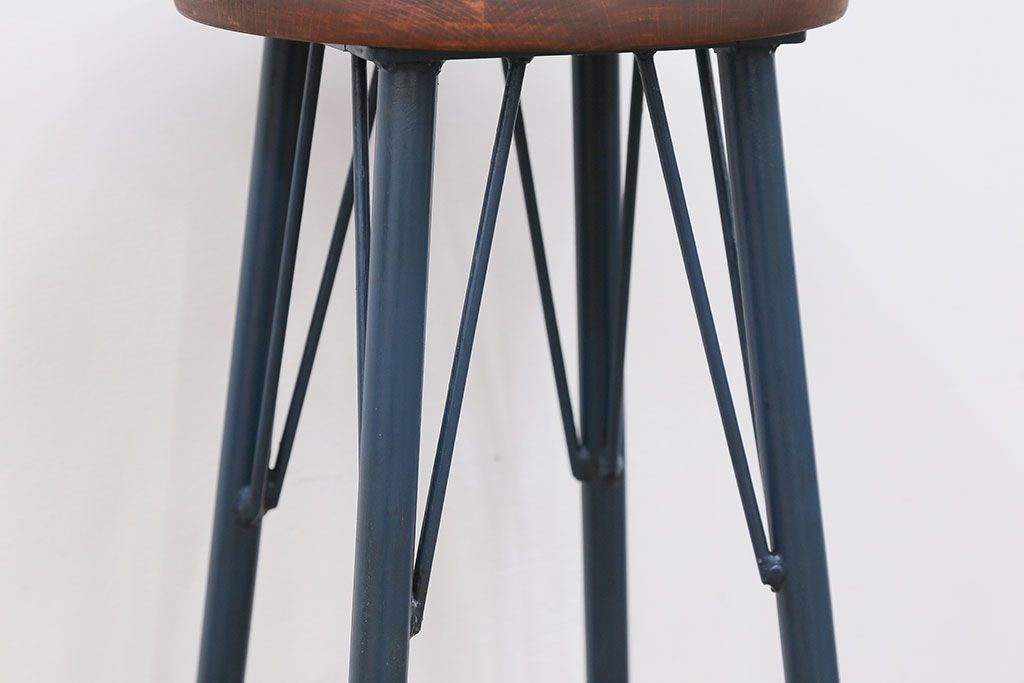 ラフジュ工房オリジナル　アイアンペイントハイスツール(1)(丸椅子、丸イス)