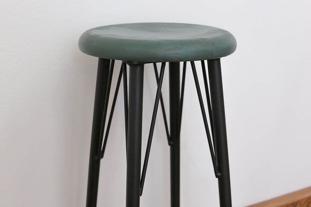 ラフジュ工房オリジナル　アイアンペイントハイスツール(2)(丸椅子、丸イス)
