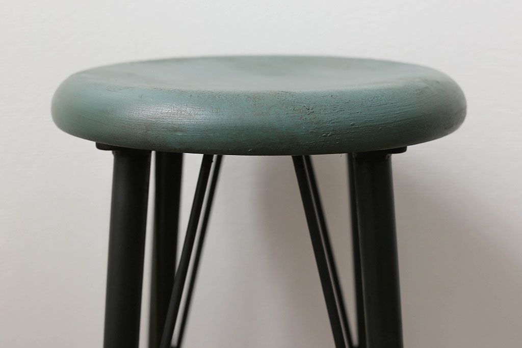 ラフジュ工房オリジナル　アイアンペイントハイスツール(2)(丸椅子、丸イス)