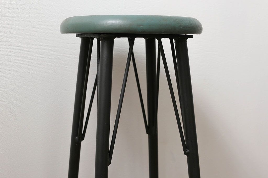 ラフジュ工房オリジナル　アイアンペイントハイスツール(2)(丸椅子、丸イス)