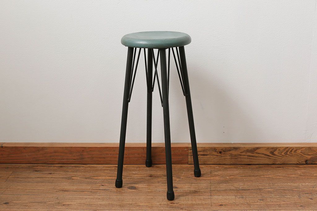 ラフジュ工房オリジナル　アイアンペイントハイスツール(2)(丸椅子、丸イス)