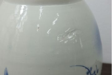 アンティーク雑貨　アンティーク 花鳥の図 染付 水鉢(手水鉢、水甕)