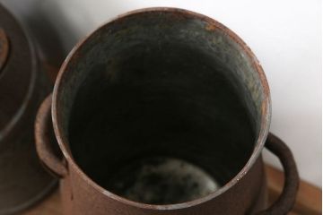 アンティーク雑貨　昭和レトロ 古いアイアンの牛乳缶3個セット(ミルク缶)