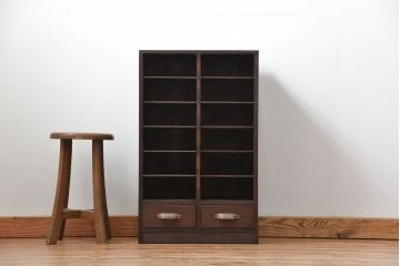 アンティーク家具　アンティーク　引き出し付き!古い木の書類棚(カルテケース、小引き出し)